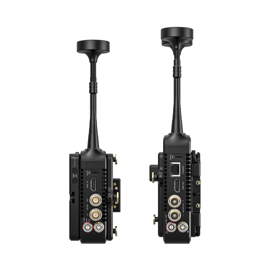 10-2720-G, Bolt 7 MAX 12G-SDI/HDMI Wireless TX/RX Deluxe Set - 2x Gold Mount Battery Cradles Back View