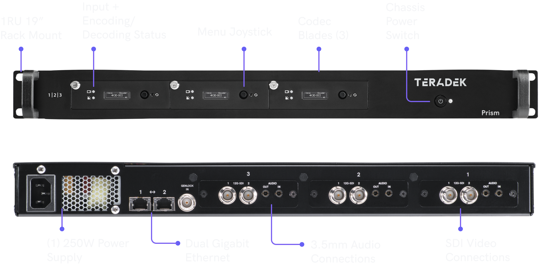 Prism Fi Racks Prism Rack Unit - Encoder and Decoder for Live Broadcast - Teradek
