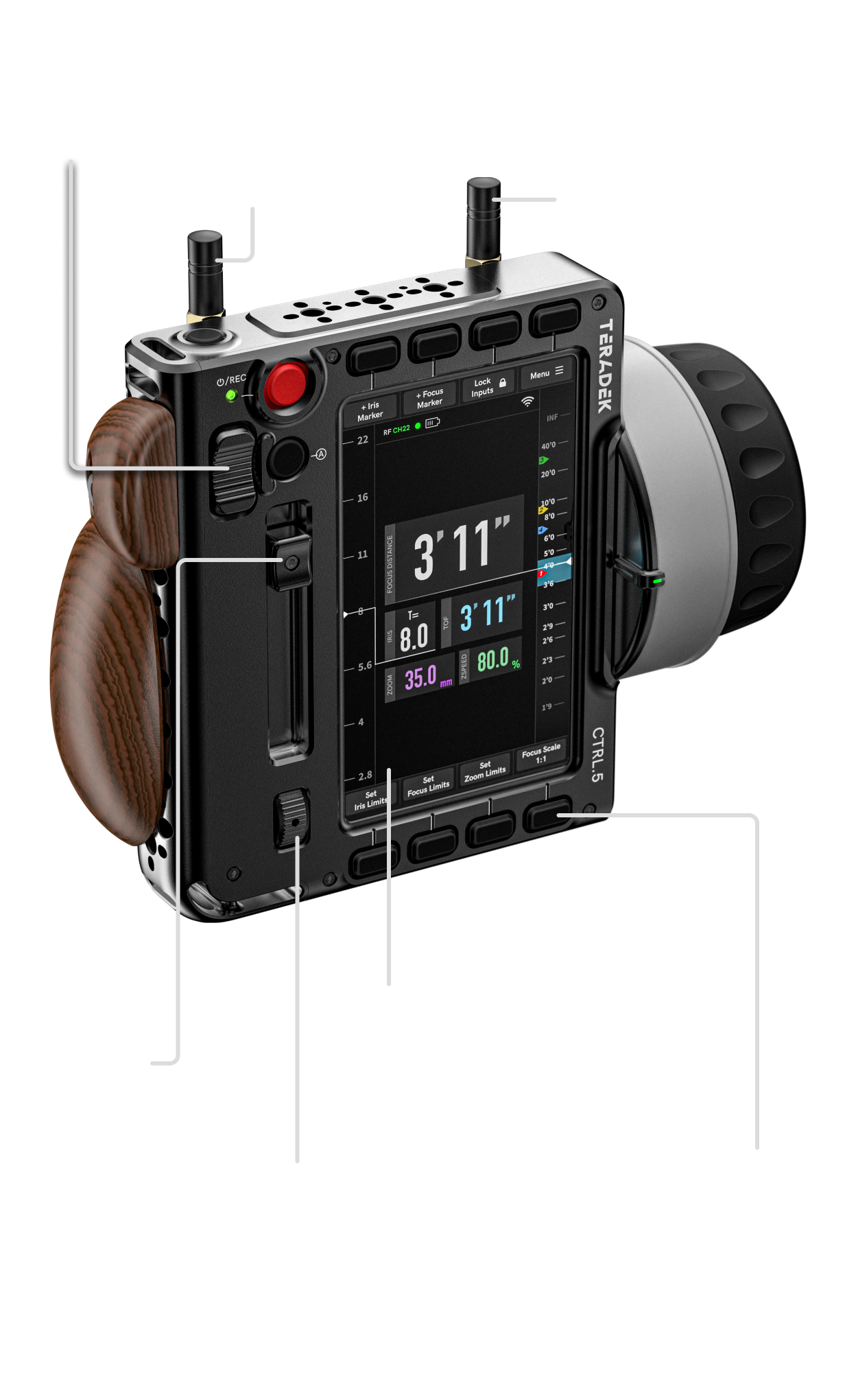 Teradek RT CTRL.5 hardware overview Front