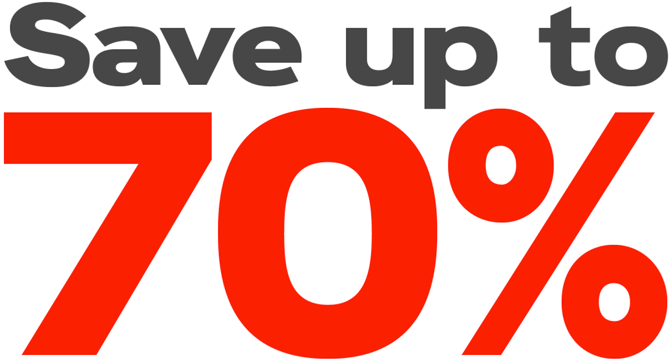 Save up to 70%